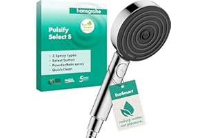 hansgrohe Pulsify Select S - Pommeau de douche économie d'eau avec 9 l/min (EcoSmart), Douchette à main avec 3 types de jet (Edition Activation), Douchette ronde (diamètre 105 mm), Chromé, 24101000
