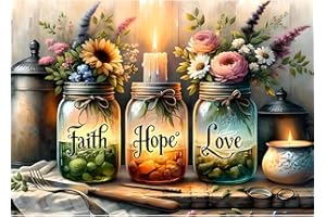 XXXCHENGJIA 5D Diamond Painting Kits for Adults, Faith, Hope, Love Wishing Bottle Diamond Art kit for Adults Beginner, DIY Full Drill Diamond Dots with Diamond Gem Art and Crafts for Home Wall Decor 16 x 12 Inch