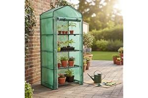 COMERCIAL CANDELA FELPUDOS Y ALFOMBRAS Invernadero Portátil 69x49x160 cm con 4 Baldas – Estructura de Acero y Cubierta de PE o PVC – Disponible en Verde, Blanco y Transparente – Ideal para Terrazas, Jardines y Balcones (Verde)