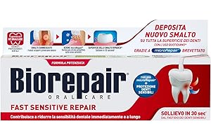 ‎BIOREPAIR Biorepair, Fast Sensitive Repair Zahnpasta, reduziert die Empfindlichkeit des Zahnes und lindert Schmerzen empfindlicher Zähne in 30 Sekunden, schützt und repariert Nagellack, fluoridfrei, 75 ml