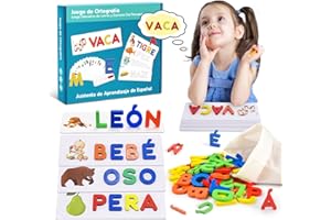 Gifitizi Juguetes niños 2 3 4 5 años, Juguetes Montessori Juego de Armar Palabras Abecedario de Madera Puzzle 3-6 Años Regalo niña 3-6 años Aprender a Leer Juegos Montesori Jueguetes Smart Games