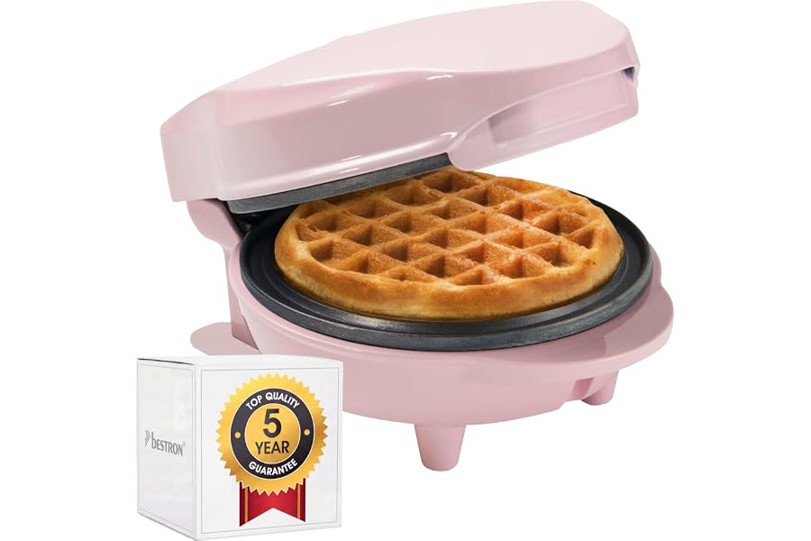 Bestron Mini gofrera, Gofrera para gofres de gofres pequeños, con antiadherente, para cumpleaños infantiles, fiestas fam