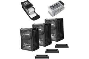 iEago RC Lipo Battery Safe Bag for DJI Mavic Air 2 and Air 2S, Battery Explosion Fireproof Bag Safe Charging and Transport Protection Case with Battery Cover Silicone Dust Cover Plugs (Pack of 3)