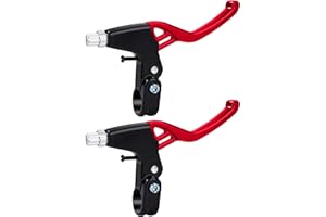QIMEI-SHOP Manillar de Freno de Bicicleta de Aleación de Aluminio Completa Palanca de Freno para Bicicletas para Bicicletas de 22 mm Diámetro Manija 1 Par Rojo