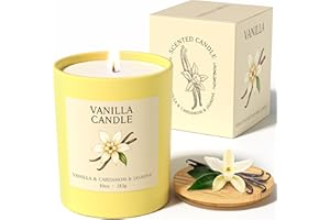 NORVENCE Vanilla Candles Gifts for Women, Scented Candle Gifts Set for Her, 283g Soy Candles with Bamboo Lid, Birthday Gifts for Women and Men, Hand-Poured Candle for Relaxation, Home Decor