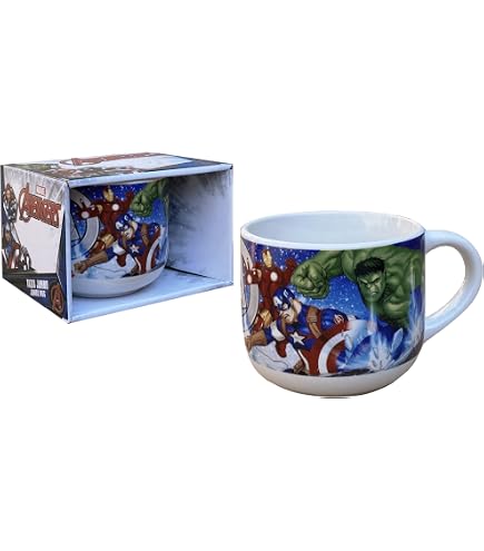 Tazza Ufficiale Marvel Avengers 311 Ml - Ceramica Con Logo Shattered - Idea Regalo Perfetta Per I Fan Di Iron Man, Thor E Capitan America