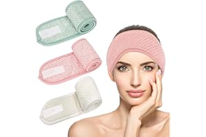 KEYRI 3 Piezas Diadema de Maquillaje, Diadema Para Mujer Cinta Pelo Maquillaje de Forro Polar Coral Banda Skincare Banda Ajustable con Cinta Mágica para Spa Yoga (Verde, Rosa, Blanco)