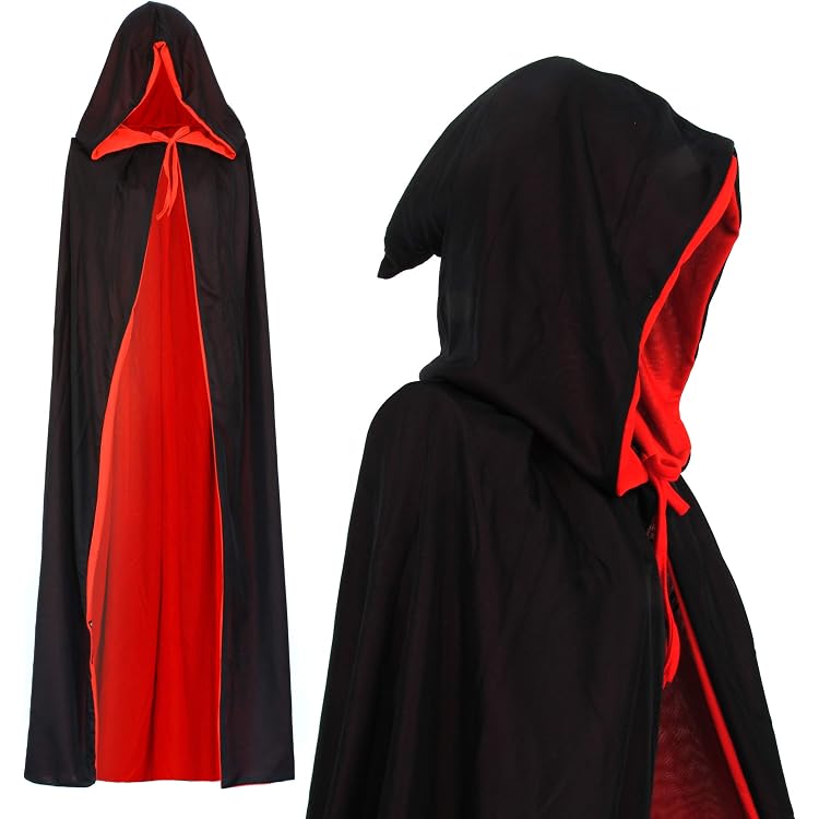 Cape De Vampire Réversible Noir/rouge - 150 Cm, Unisexe, Idéale Pour Halloween Et Fêtes