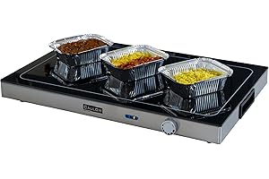 CALLOW RETAIL Modern Electric Food Warmer Tray & Buffet Heater, Keep Meals Warm, Dinner Parties, Takeaway - Adjustable Temperature Control, 56cm x 38cm (One Size)