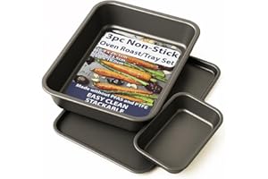 DAWSONS LIVING Premium Set of 3 Roasters and Tray Set - Non-Stick Deep Roasting Tray Set - Heavy Duty PTFE Free, Perfect for Roasts, Baking, Tray Bakes,