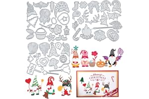 INFUNLY 45pcs Gnome Die Cut Christmas Metal Die Cuts Cheerful Santa Cutting Dies for Card Making Thanksgiving Holiday DIY Decoration Embossing Paper