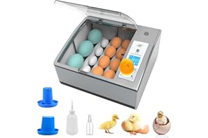 AISSOM Brutautomat Vollautomatisch,Inkubator Hühner Vollautomatisch mit Display,Brutautomat Hühner mit Automatischem Eierdrehen und Temperaturregelung für 16 Eier