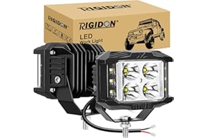 RIGIDON 2 x Faro da Lavoro Led, 12V 24V 4 Pollici 35W 3500LM Spot Luci di Lavoro, Fari di Profondità, Barra Led Fuoristrada Per Auto Trattore Escavatore Camion SUV ATV 4x4, Spotlight, Bianco 6000K