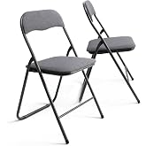 THE SECRET HOME ─ Pack of 2, 4 and 6 Folding Chairs Padded Metal and Polyester &ndash; Home Auxiliary Seat─ 44 x 48 x 78 cm (2, Gre