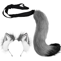 Queue Et Oreilles De Loup/renard En Fausse Fourrure - Queue 50 Cm, Oreilles 18x16 Cm - Pour Cosplay, Halloween, Fête