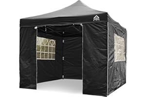 All Seasons Gazebos 3x3m Totalmente Impermeable Pop up Gazebo Incluye 4 Paredes Laterales - Negro