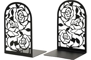 Greyoe Serre Livre Métal, Lot de 2 Supports de Cale Livre, Serre-Livre, Serre Livres pour Pupitre de Lecture, Pupitre, Serre-Livres pour Bureau, école, Maison, Bibliothèque, Noir (Rose)