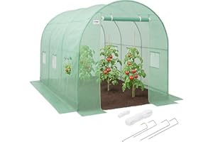 KANWOD RELY ON QUALITY KANWOD szklarnia ogrodowa ze stalową podstawą, 3 x 2 x 2 m, 6 m², szklarnia do ogrodu warzywnego z drzwiami i 6 oknami, szklarnia do roślin odporna na zimę, przezroczysta folia UV4, 140 g/m²