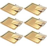 Tradienur &ndash; Pack of 6 Rectangular Trays and Doilies &ndash; Cardboard Making Including Openwork Doilies 100% Recyclable &ndash; Food Safe