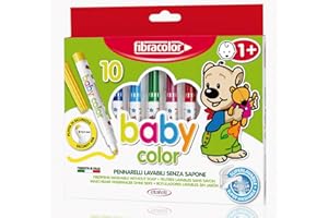 FIBRACOLOR Pennarelli Baby Color, confezione 10 colori, superlavabili solo con acqua