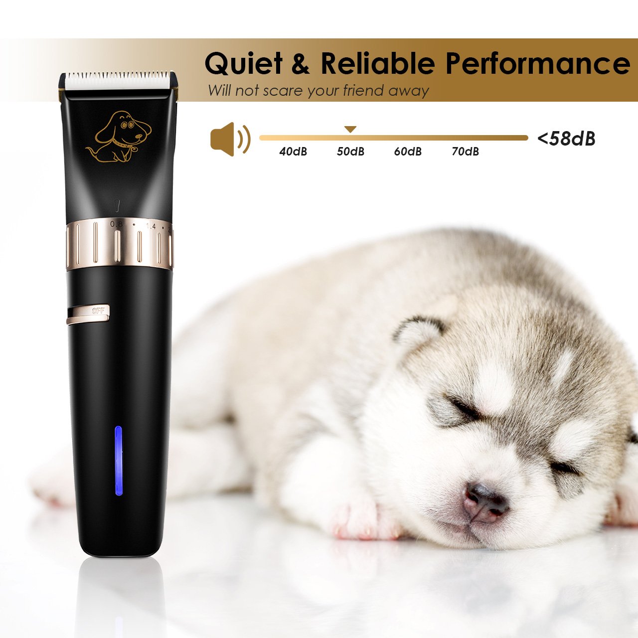 Dog Grooming Clippers, OMORC Cordless Quiet Pet Hair Clippers Trimmer