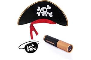 papapanda Pirata Sombrero Parche Ojo Capitán Telescopio para Niños