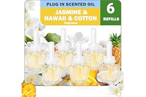 SCENTORINI Plug In Air Fresheners Refills, Suitable for Air Wick & Glade, 3 Fragrance Hawaii, Jasmine, Cotton Plug In Electrical Air Freshener Refills, 6 Packs