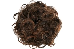 ‎CAISHA CAISHA Scrunchie Haarteil Haargummi Dutt Haarverdichtung Groß Emilia Gewellt Unordentlich DM15cm Braun Mix G9E