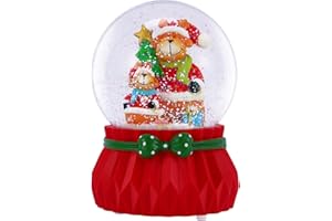 Celebright Weihnachtliche Schneekugel mit Musik, spielt 8 Lieder inklusive Glöckchen und leuchtet mit wechselnden LED-Farben – groß 14 cm (Rentierfamilie)