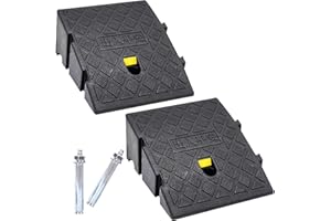 OUKMAO Kerb Ramps,Portable Lightweight Curb Ramp Driveway,Threshold Ramps,for Driveway,Sidewalk,Car,Scooter,Set of 2 with 2 Expansion Bolts. (11cm(H) x 2PCS)