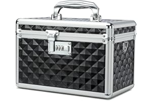 HEWEI WORKS Boîte de Rangement avec verrou à Combinaison, boîte de Stockage de médicaments verrouillable, boîte de Premiers Secours Vide, boîte de sécurité (Black, Medium)