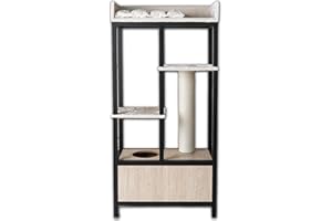 RHRQuality Designerski drapak dla dużych kotów Maine Coon Feline Elite 190 – drapak dla kota ze stali i drewna (beżowy)