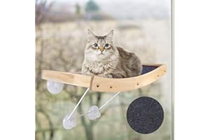 Zvonema Hamaca para gatos de madera para ventana, hamaca para gatos con metal, cama para gatos, ventana con 4 potentes ventosas, diseño que ahorra espacio hasta 18 kg