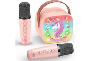 Dislocati Unicorn Gifts for Girls,Kids Microphone Girls Birthday Presents Girls Toys Age 3-12 Year Old Girls Gifts Wireless Bluetooth Speaker Karaoke Machine 2 Microphones for Kids Karaoke Microphones