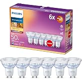 Philips LED Dimmable PAR16 GU10 2700K 345lm 3.8W White, Pack of 6 | Warm White Light, Translucent Glass, Accent Lighting 36&deg;,