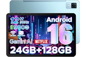 DOOGEE U12 Tablet Android 16, 24GB+128GB Tablet 12 Pulgadas FHD+/90Hz, 9000mAh/18W, Gemini AI Tablets, T7255 Octa Core Tableta, 13MP+8MP, Widevine L1/OTG/Face ID/GPS/FM/3.5mm Jack/Altavoces Dobles