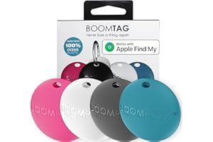 Boompods Boomtag Tracker Tag 4 Pack, Item Finders - Smart Bluetooth Tracker Devices, Luggage Tracker for Suitcases, Children, Pet, Wallet - Sustainable Key Finder Compatible with Apple Find My App