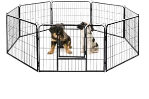 Panana Laufstall für Hunde, robust, für Katzen, Kaninchen, Zaun, faltbar, für drinnen und draußen, 8 Paneele, 80 x 60 cm