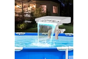 AOBIONO Poolbrunnen Wasserfall für oberirdische Pools, Schwimmbad Aufsatz Zubehör, Entspannende Kaskade Beruhigender Wasserfall, Passt für Verschiedene Rahmenpools (mit 7 LED-Licht)