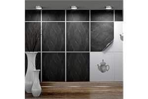 ‎FOLIESEN FoLIESEN - Fliesenaufkleber 20x25 cm | selbstklebende Fliesen-Folie für Bad & Küche | entfernbare Klebe-Folie für Wandfliesen Küchenrückwand & Bordüren | 15 Klebefliesen, .:Dekor Black Slate