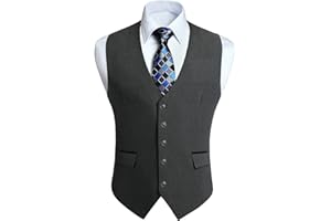 HISDERN Chaleco Traje Hombre Boda Chalecos de Vestir Original Chaleco Elegante de Fiesta Negocio con Bolsillos