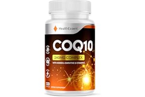 LIDOQUE CoQ10 Supplement 240mg Complex with Added L Carnitine & Vitamin E, Coenzyme Q10, High Strength Capsules, CoQ10, by HeathEssent - 120 Capsules
