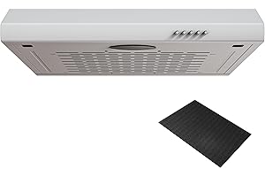 FIREGAS 60cm Visor Cooker Hood Undercabinet Hood Wall Mounted Kitchen Extractor Fan 600mm Top Vented Range Hood, White