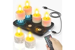 SoulBay 6 LED-värmeljus uppladdningsbara utomhus med magnet laddningsstation