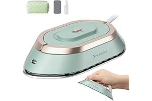 Newbealer Ferro da Stiro da Viaggio, Ferro da Viaggio Mini Portatile Leggera Compatto senza Vapore, Stirare i Vestiti, Tensione Universale 100-240V, Verde
