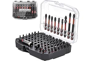 GEINXURN 83 Pièces Coffret d’embouts de Tournevis en Acier S2 Magnétique Torx/Phillips/Pozidriv/Plat/Hex Embouts de Vissage, Porte-embout, Adaptateur de Douille avec Boîte de Rangement Noire