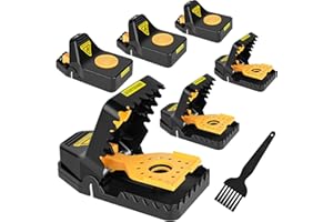KWAIYOLE Rat Trap,6 Pack Super Heavy Duty Instant Kill Rat Traps,Reusable Humane Large Mouse Trap for Mouse Rat Chipmunk,High Sensitive Mice Snap Trap for Indoors and Outdoors,Effective & Safe Rodent