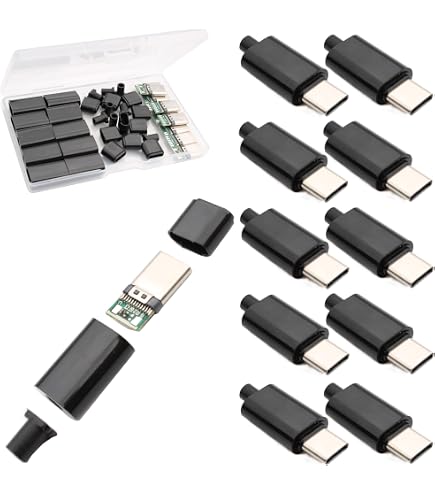 Maxmoral 10 Connettori USB 2.0 Tipo A Maschio Con Copertura In Plastica Nera - 4 Pin A Saldare, Per Riparazioni E Progetti Fai Da Te - 4