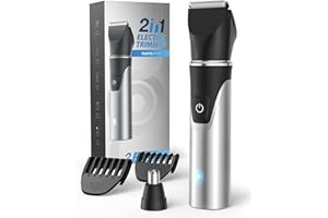 CLEANWISE Intimrasierer Mann mit Nasenhaartrimmer 2-in-1, Schmerzfreier Wiederaufladbarer Körperrasierer Herren für Beine Brust Achselhöhle Leiste Nase und Ohren, 2 Empfindliche Kämme, Wasserdicht, Reisesperre