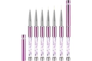 5/7/9/11/15/20mm Pinceles para Uñas Fino Decoracion Nail Art con Tapa 6 Piezas, LEA-SHALL Pincel de Gel Semipermanente Acrilica Profesional Kit Manicura Set Pintura Liner para Casa Bricolaje